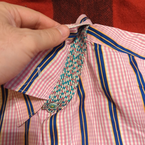 Robert Graham Classic Fit Multicolor plaid Button Down Shirt Flip Cuff Men XL - Picture 5 of 11